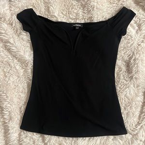 Black off the shoulder v neck top